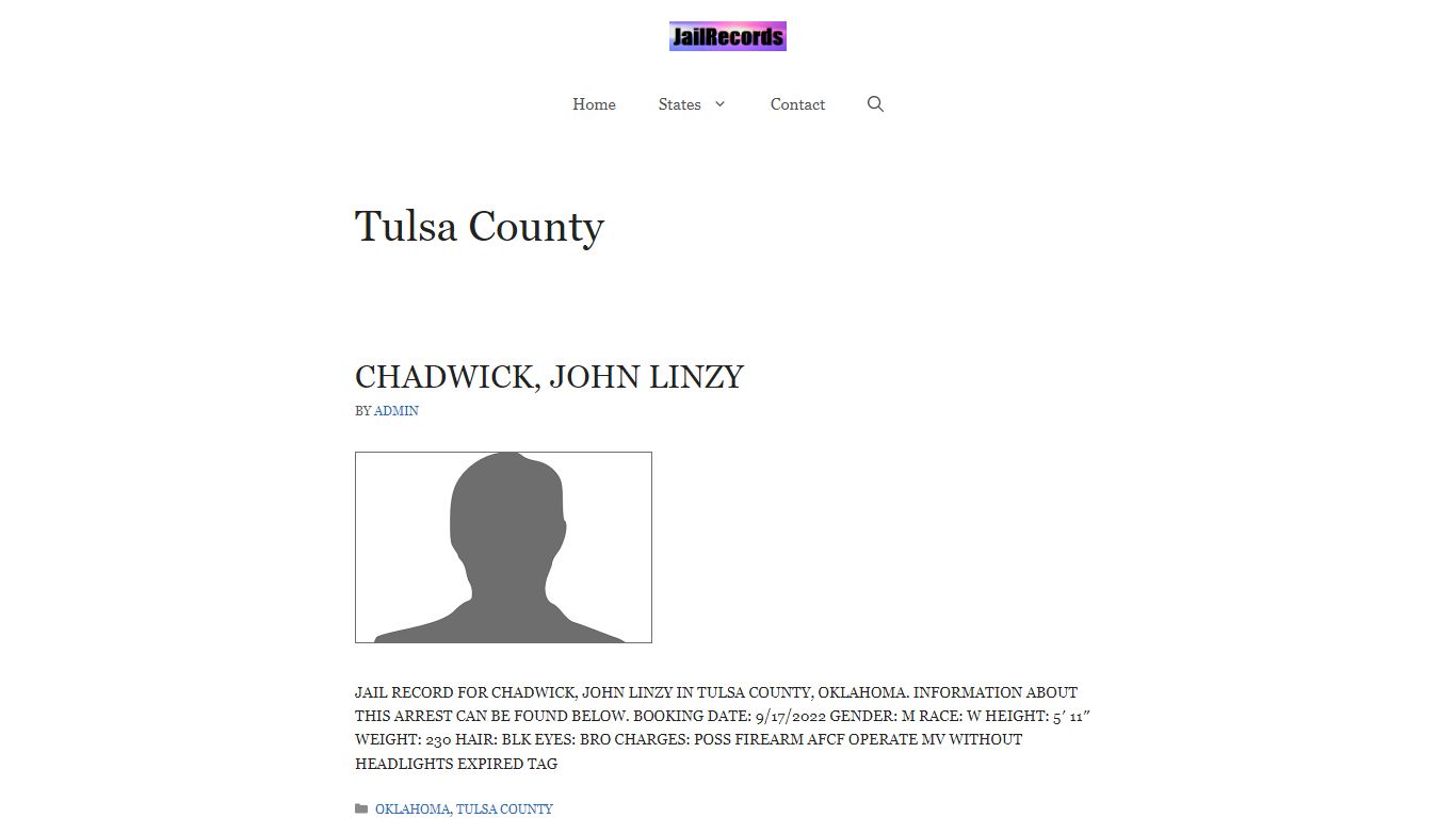 Tulsa County Arrest Records