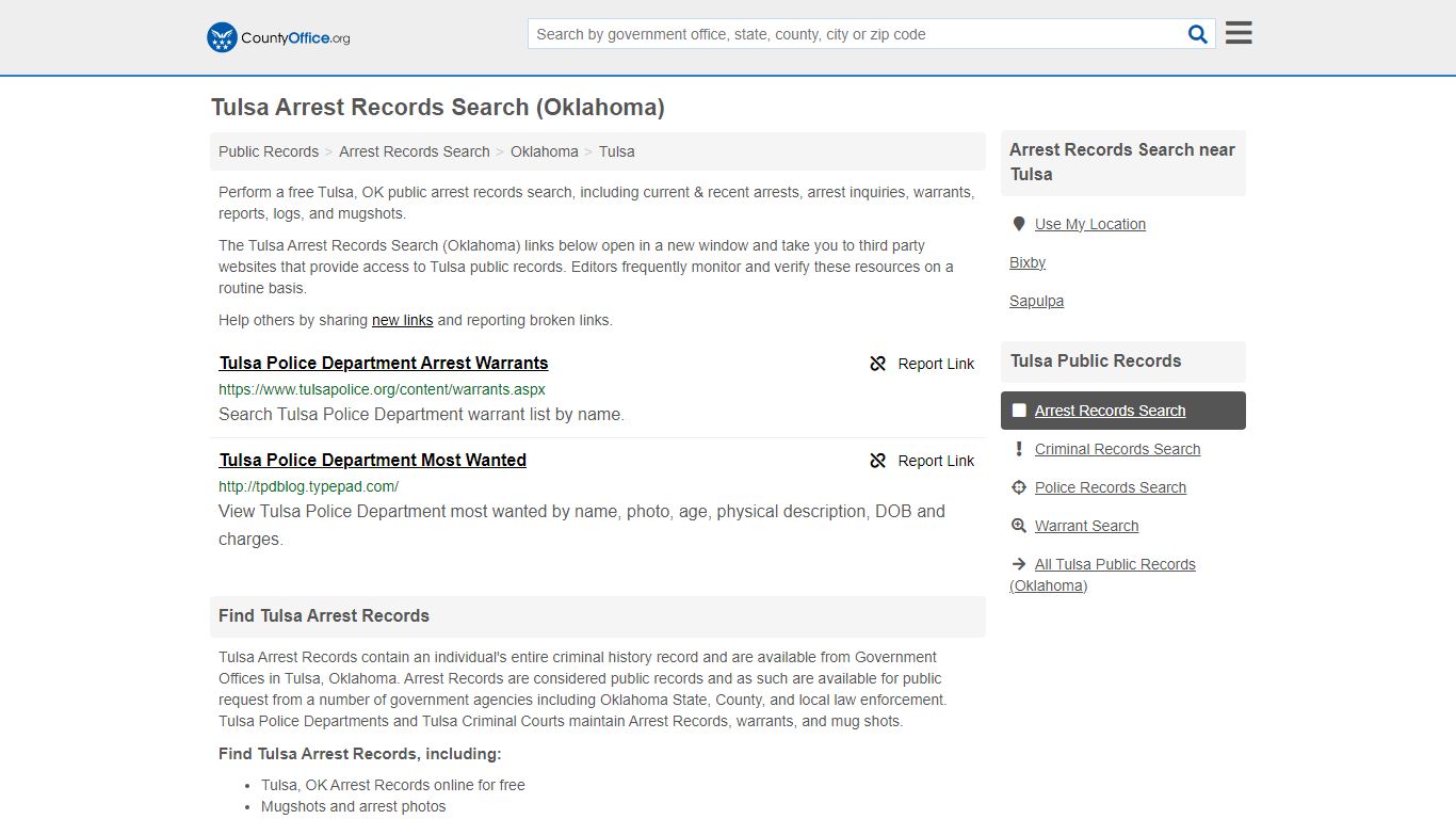 Arrest Records Search - Tulsa, OK (Arrests & Mugshots) - County Office